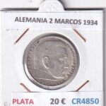 CR4850 MONEDA ALEMANIA 2 MARCOS 1934 PLATA