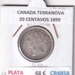 CR4858 MONEDA CANADA TERRANOVA 20 CENTAVOS 1899 PLATA