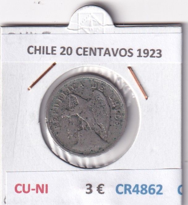 CR4862 CR4862 MONEDA CHILE 20 CENTAVOS 1923 CU-NI - Imagen 1