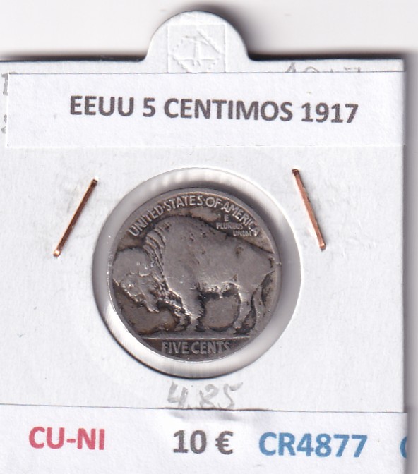 CR4877 CR4877 MONEDA EEUU 5 CENTIMOS 1917 CU-NI - Imagen 1