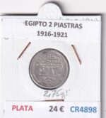 CR4898 MONEDA EGIPTO 2 PIASTRAS 1916-1921 PLATA