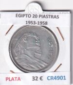 CR4901 MONEDA EGIPTO 20 PIASTRAS 1953-1958 PLATA
