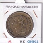 CR4911 MONEDA FRANCIA 5 FRANCOS 1939 ALUMINIO
