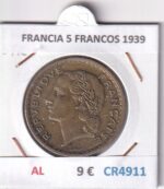 CR4911 MONEDA FRANCIA 5 FRANCOS 1939 ALUMINIO