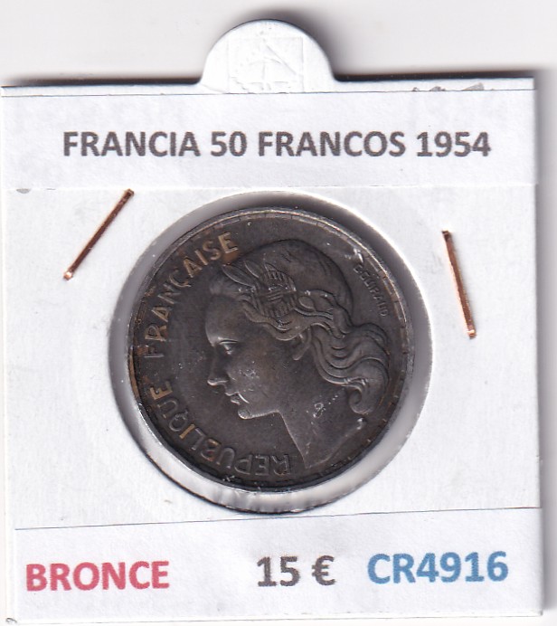 CR4916 CR4916 MONEDA FRANCIA 50 FRANCOS 1954 BRONCE - Imagen 1