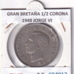 CR4917 MONEDA GRAN BRETAÑA 1/2 CORONA 1948 JORGE VI CU-NI