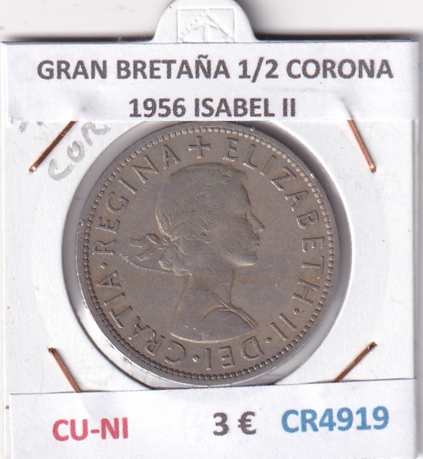 CR4919 CR4919 MONEDA GRAN BRETAÑA 1/2 CORONA 1956 ISABEL II CU-NI - Imagen 1