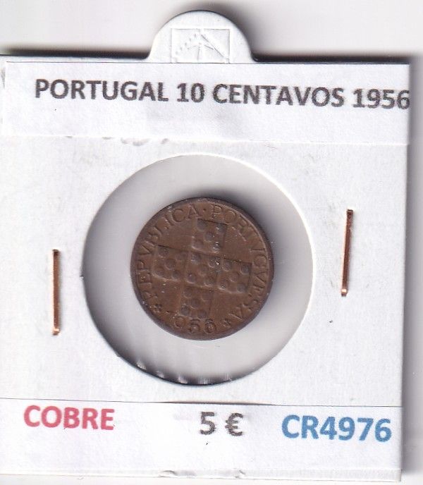 CR4976 CR4976 MONEDA PORTUGAL 10 CENTAVOS 1956 COBRE - Imagen 1
