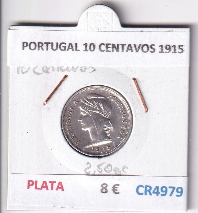CR4979 CR4979 MONEDA PORTUGAL 10 CENTAVOS 1915 PLATA - Imagen 1