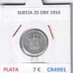 CR4991 MONEDA SUECIA 25 ORE 1914 PLATA