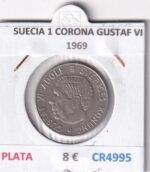 CR4995 MONEDA SUECIA 1 CORONA GUSTAF VI 1969 PLATA