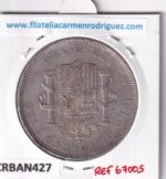 CRBAN427 MONEDA ESPAÑA ALFONSO XIII 1 PESO 1895 PUERTO RICO BORRADO P.L.G.D.D. PLATA - Imagen 2