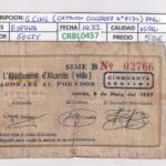 CRBL0457 BILLETE ESPAÑA LOCAL D'ALCARRAS 50 CTS 1937 USADO