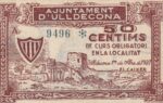 CRBL0535 BILLETE ESPAÑA LOCAL D'ULLDECONA 50 CENTIMOS 1937 SIN SERIE S/C