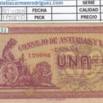 CRBL0551 BILLETE CONSEJO DE ASTURIAS Y LEON 1 PESETA 1936 MBC