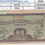 CRBL0553 BILLETE CONSEJO DE ASTURIAS Y LEON 40 CENTIMOS 1936 BC+