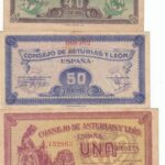 CRBL0555 LOTE 5 BILLETES CONSEJO DE ASTURIAS Y LEON SERIE COMPLETA 1936 MBC