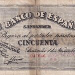 CRBL0575 BILLETE ESPAÑA SANTANDER 50 PESETAS 1936 BC+