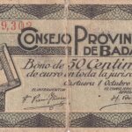 CRBL0608 BILLETE LOCAL ESPAÑA BADAJOZ 50 CENTIMOS 1937 BC