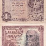 CRBL0619 LOTE 2 BILLETES ESPAÑA 1 PESETA CON SOBRECARGA DE COLOR VER FOTO
