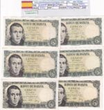 CRBS3411 LOTE 6 BILLETES ESPAÑA 5 PESETAS 1951 DIFERENTES SERIES S/C- S/C
