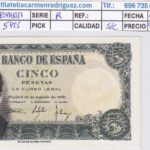 CRBS3414 LOTE 4 BILLETES ESPAÑA 5 PESETAS 1951 SERIE R SIN CIRCULAR
