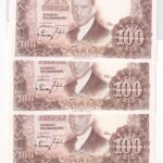 CRBS3419 LOTE 4 BILLETES ESPAÑA 100 PESETAS 1953 SERIE 1J S/C Y EBC