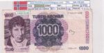 CRBX3246 BILLETE NORUEGA 1000 CORONAS 1990 MBC CON ESCRITURA