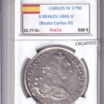CRCAP055 MONEDA ESPAÑA CARLOS IV 8 REALES 1790 LIMA IJ BUSTO CARLOS III