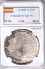 CRCAP057 MONEDA ESPAÑA CARLOS IV 8 REALES 1791 POTOSI PR PLATA