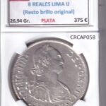 CRCAP058 MONEDA ESPAÑA CARLOS IV 8 REALES 1792 LIMA IJ RBO PLATA