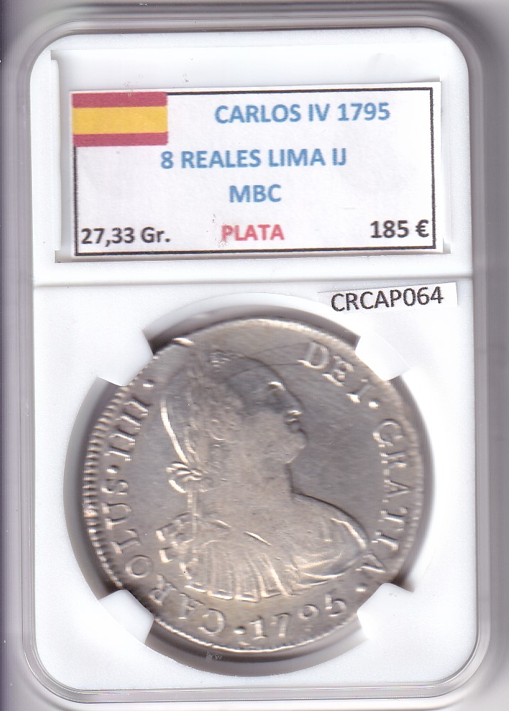 CRCAP064 CRCAP064 MONEDA ESPAÑA CARLOS IV 8 REALES 1795 LIMA IJ PLATA - Imagen 1