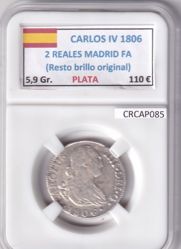CRCAP085 CRCAP085 MONEDA ESPAÑA CARLOS IV 2 REALES 1806 MADRID FA RBO PLATA - Imagen 1