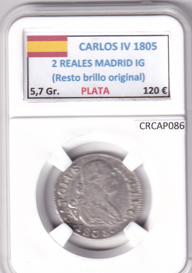 CRCAP086 CRCAP086 MONEDA ESPAÑA CARLOS IV 2 REALES 1805 MADRID IG RBO PLATA - Imagen 1