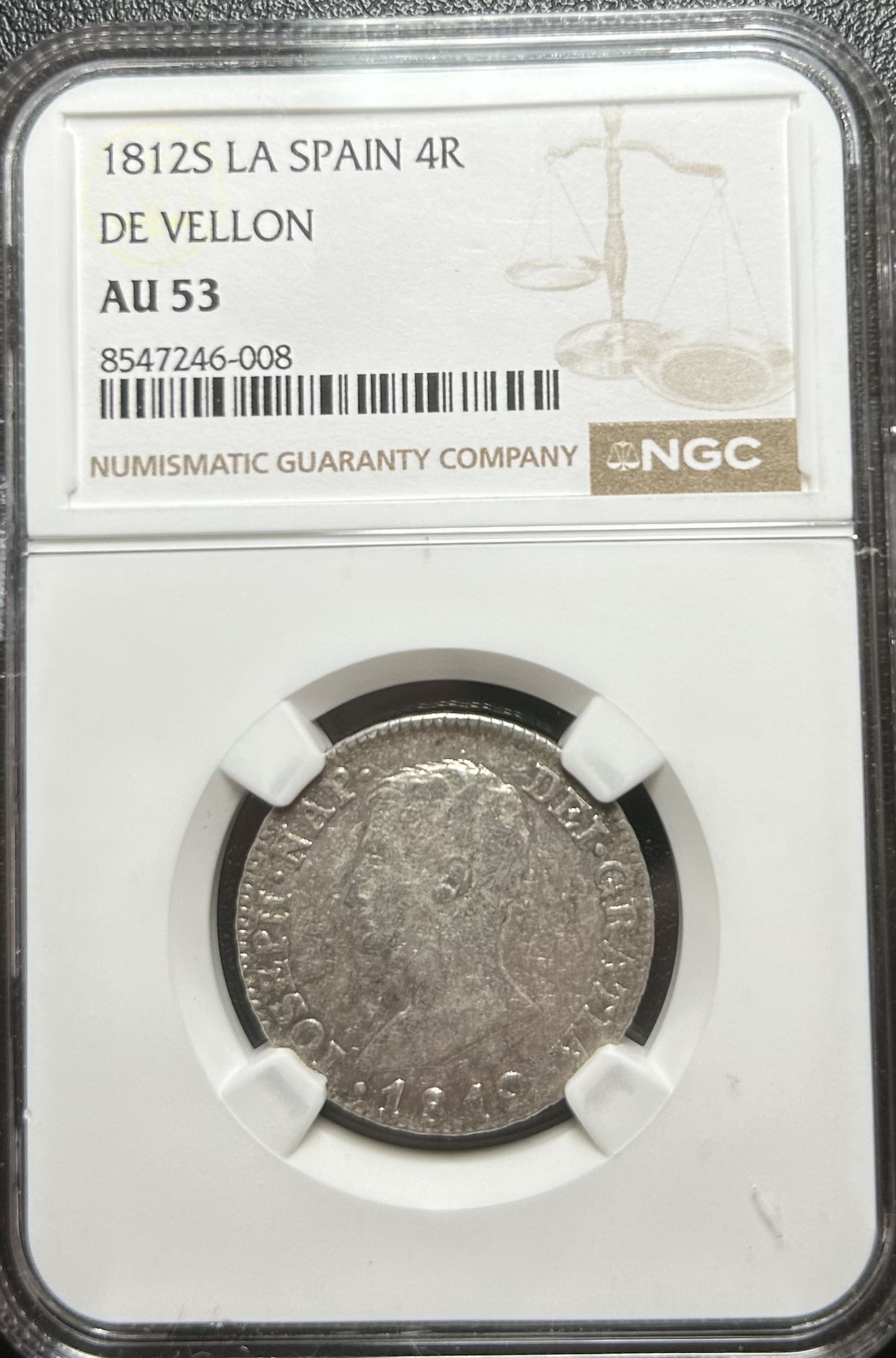 CRCAP103 CRCAP103 CAPSULA NGC ESPAÑA JOSE NAP. 4 REALES DE VELLON 1812 S LA AU53 - Imagen 1