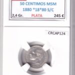CRCAP124 MONEDA ESPAÑA ALFONSO XII 50 CENTIMOS MSM 1880 *18*80 S/C