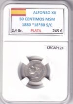 CRCAP124 MONEDA ESPAÑA ALFONSO XII 50 CENTIMOS MSM 1880 *18*80 S/C