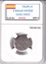 CRCAP130 MONEDA ESPAÑA FELIPE IV 2 REALES POTOSI PLATA