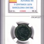 CRCAP197 MONEDA ESPAÑA ALFONSO XII 5 CENTIMOS 1878 BARCELONA OM EBC