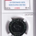 CRCAP204 MONEDA ESPAÑA GOB. PROVISIONAL 10 CENTIMOS 1870 BARCELONA OM EBC