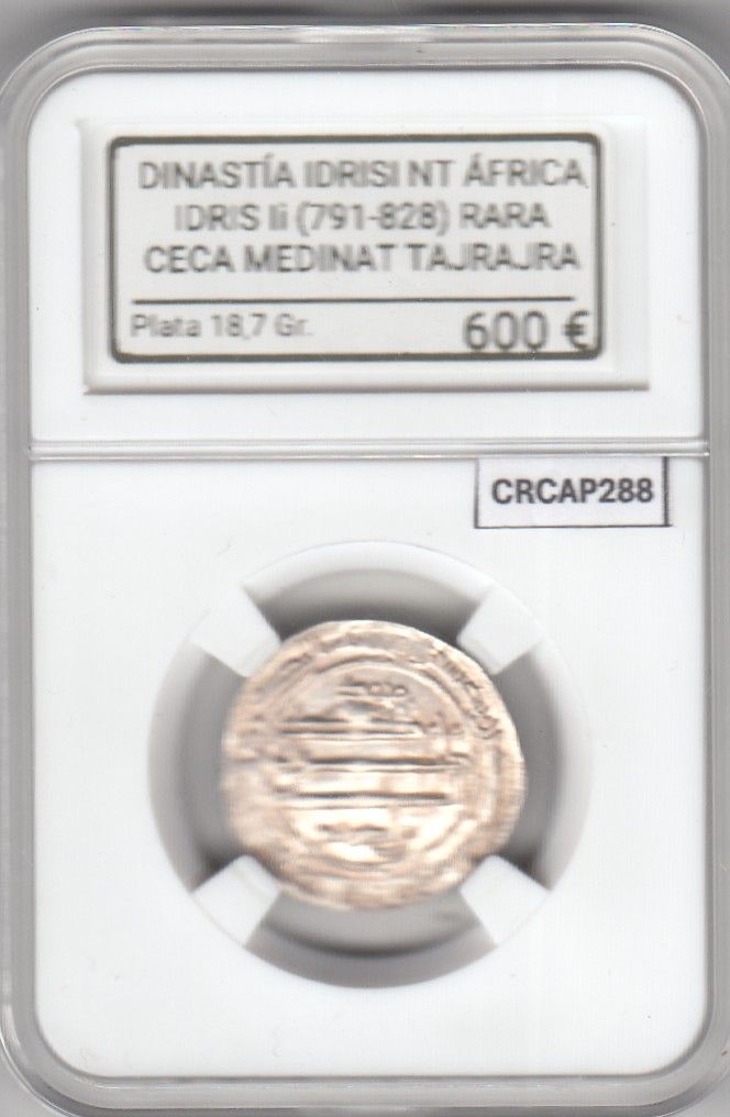 CRCAP288 CRCAP288 DINASTIA IDRISI NORTE AFRICA (791-828) DIRHAM CECA MEDINAT TAJRAJRA - Imagen 1