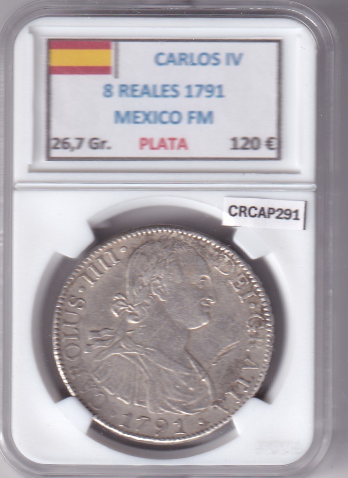 CRCAP291 CRCAP291 MONEDA ESPAÑA CARLOS IV 8 REALES 1791 MEXICO FM PLATA - Imagen 1