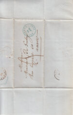 CRCAR244 CARTA COMPLETA DE BRUSELAS A ANVERS CON PORTEO MANUSCRITO Y FECHADOR BRUSELAS  24-07-1848 EN VERDE