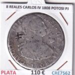 CRE7562 MONEDA ESPAÑA 8 REALES CARLOS IV 1808 POTOSI PJ