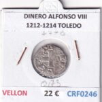 CRF0246 MONEDA ESPAÑA DINERO ALFONSO VIII 1212-1214 TOLEDO VELLON