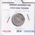 CRF0248 MONEDA ESPAÑA DINERO ALFONSO VIII 1212-1214 TOLEDO VELLON