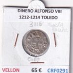 CRF0291 MONEDA ESPAÑA DINERO ALFONSO VIII 1212-1214 TOLEDO VELLON