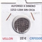 CRF0300 MONEDA ESPAÑA ALFONSO X DINERO 1252-1284 SIN CECA VELLON