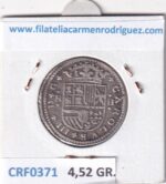 CRF0371 MONEDA ESPAÑA CARLOS III 2 REALES SOBREFECHA 1707 1708 PLATA - Imagen 2