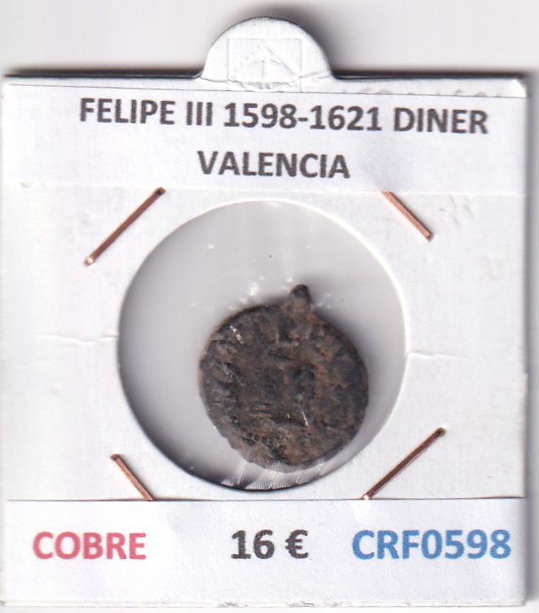 CRF0598 CRF0598 MONEDA ESPAÑA FELIPE III 1598-1621 DINER VALENCIA COBRE - Imagen 1